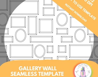 Procreate Gallery Wall Layout Template | Layered Frame Grid for Scrapbooking, Collage & Pattern Design