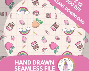 Handgezeichnet Schule Musterdesign Regenbogen Lehrer Digitales Papier Niedlich Briefpapier Muster