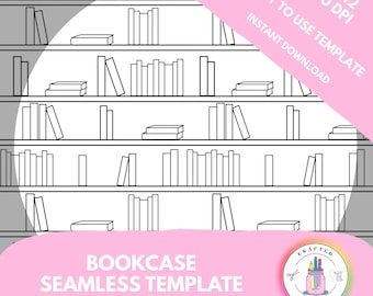 Procreate Bookshelf Seamless Pattern Template | Editable Bookcase Layout with Layers, Background Swap, & Instructions PDF