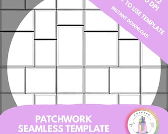 Plantilla de patrón sin costuras para patchwork de Procreate / Diseño editable con capas, intercambio de fondos e instrucciones en PDF