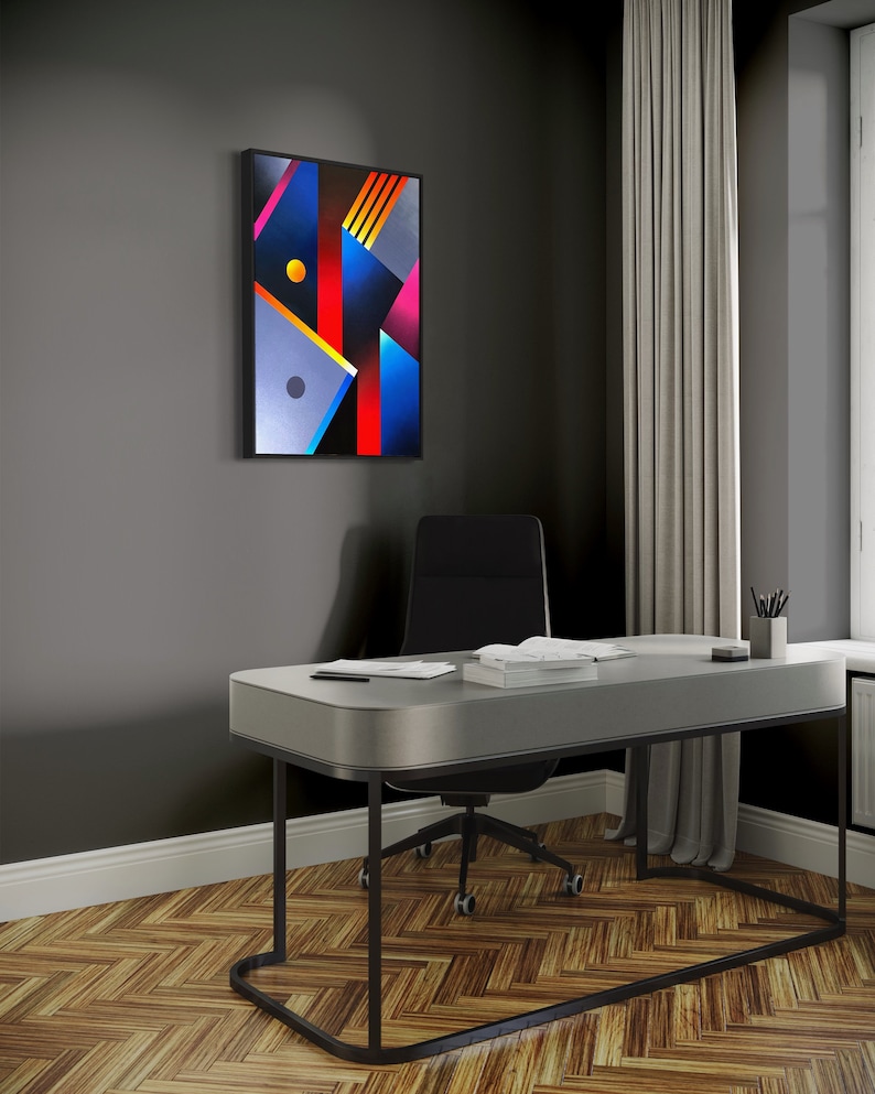 Original Abstract Canvas Painting for Home and Office, Cityscape ...