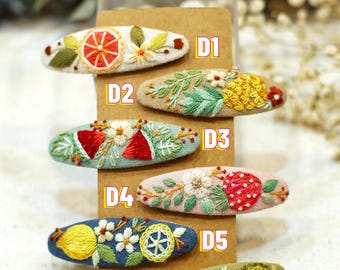 Floral Embroidered Linen Hair Clips (set of 6), Handmade Hair Clips, Christmas Gift, Bridesmaid Gift, Set for 6 beautiful hair clips