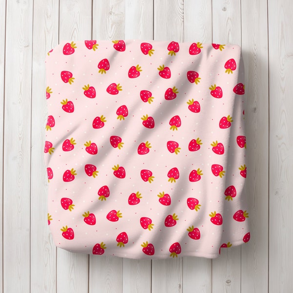 Strawberry Blanket, Blankie Pet Lovie, Babygirl Nursery Decor, Binkie Adult, Berry Keeper, Cottagecore Picnic Blanket, Strawberries, Throw