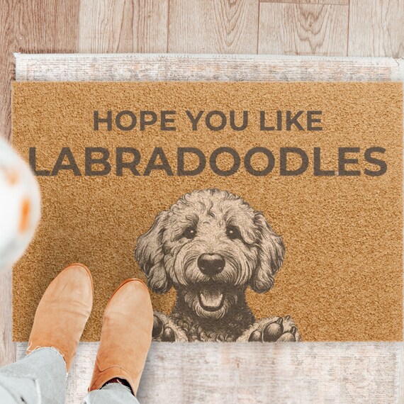 Labra Doodle Black Labradoodle Door Sign Hope You Like Labradoodles Door Mat Front Door Rug Outside Mini Labradoodle Doodle Doormat Etsy