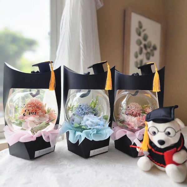 Graduations FLOWER Bouquet BALLOON Giftbox, Custom Decorative Lettering Balloon