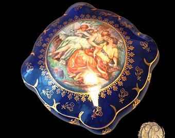 Raro y magnífico joyero antiguo y auténtica porcelana de Limoges. Hecho en Francia para el coleccionista exigente, del favorito de los años 40.