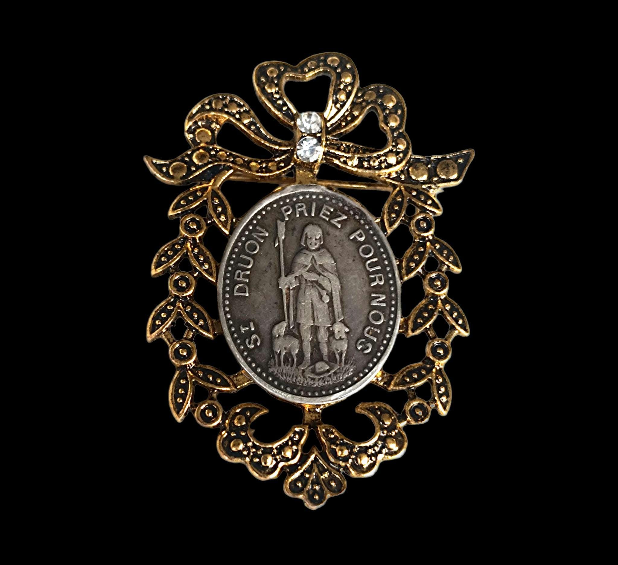 Ancienne plaque décorative religieuse NOTRE DAME DE LA GARDE métal argenté - Collection