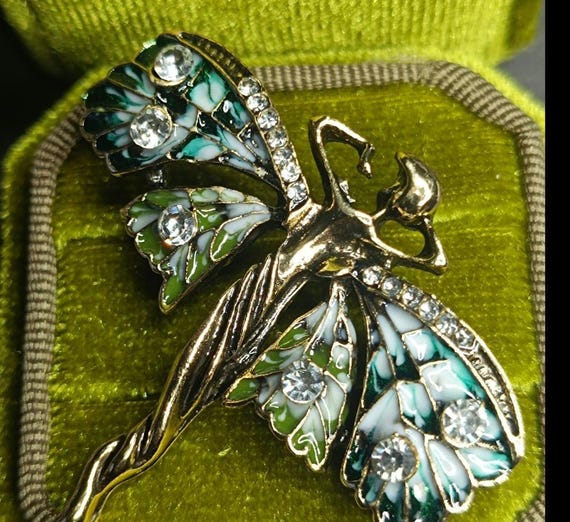 Broche Ou Pendentif Vintage Papillon En Métal Doré - Occasion