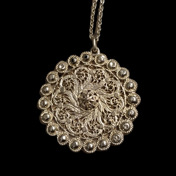 Magnifique gigantesque collier médaillon argent ethnique antique collection
