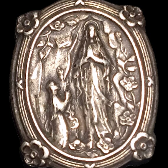 MÉDAILLE RELIGIEUSE ANCIENNE Vierge Art Déco Année 30 Métal Doré