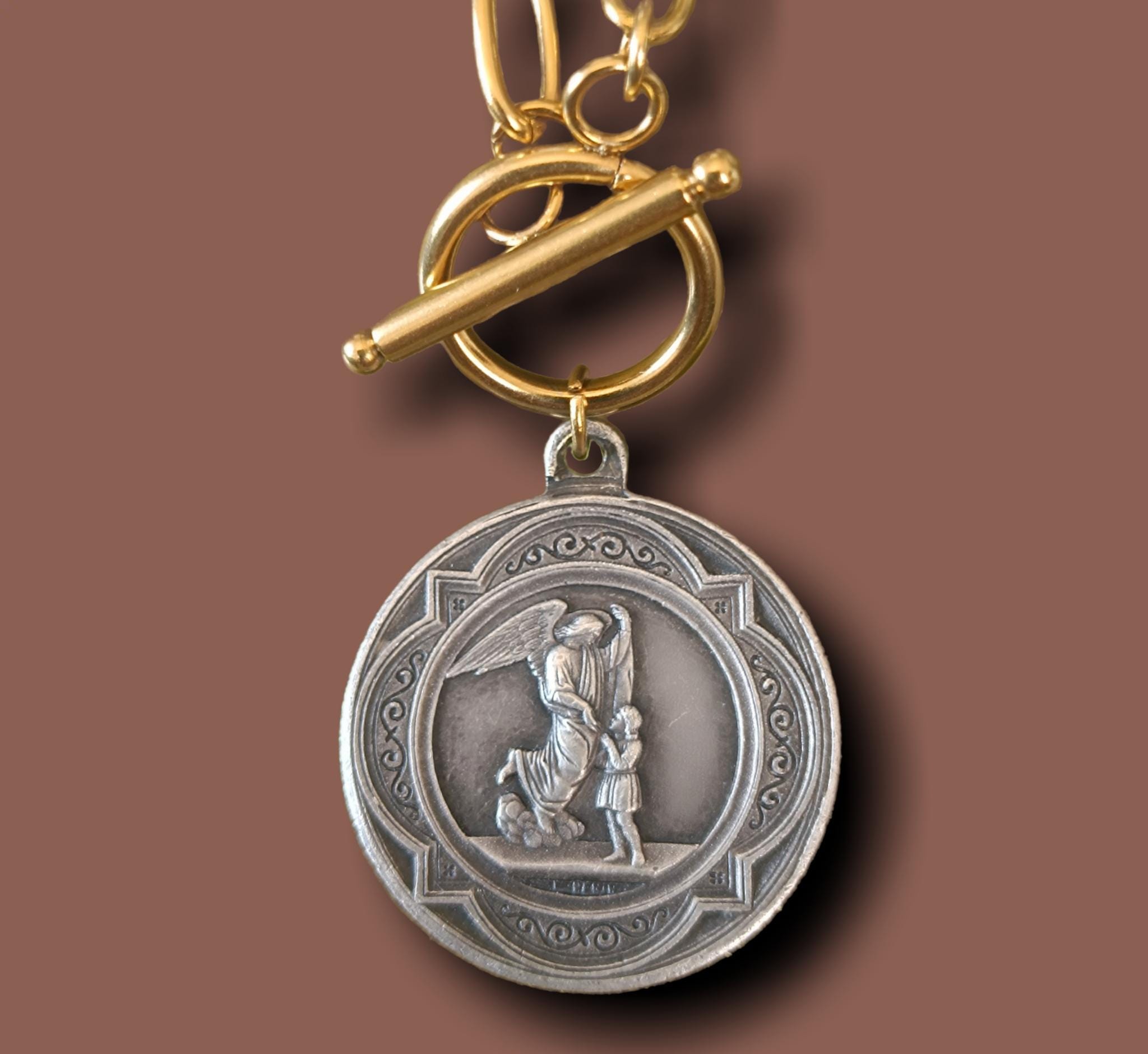 Chaîne En Argent Avec Médaillon Religieux Début 1900 - Bijou Vintage élégant Et Intemporel