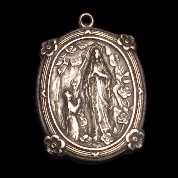 Ancien Pendentif Art Nouveau / Art Déco En Acier - Médaille Religieuse Croix