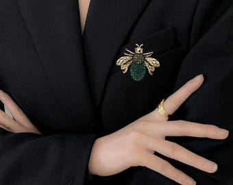 Broche Nœud Vintage En Perle Baroque & CZ Vert - Style Belle Époque, Neuve