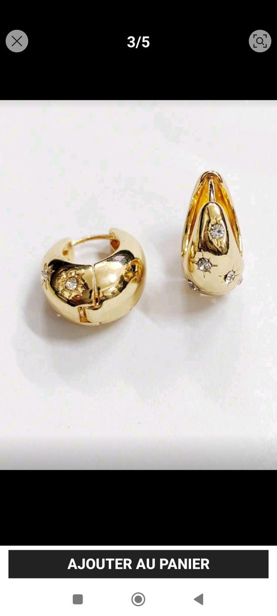 Boucles D'oreilles Créoles En Acier Inoxydable Doré Avec Diamants Fantaisie - Tres.Or, Dormeuses