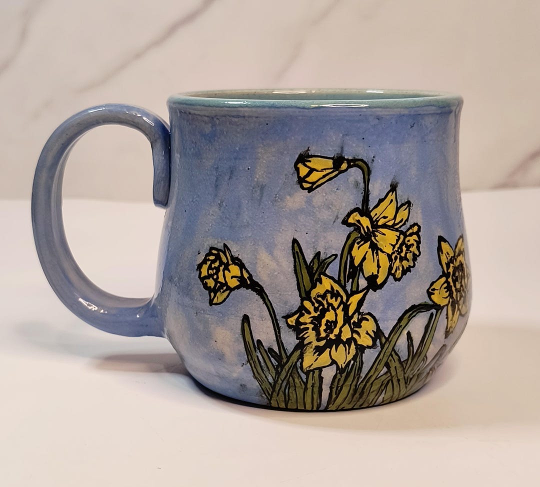 Hand Painted Pottery Mug, Handmade, Daffodils - Etsy