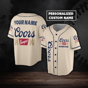 Coors Light Blue And White Baseball Jersey - Printing Ooze