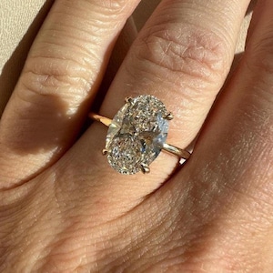 5.00 Ct Oval Cut Lab Grown Diamond Solitaire Hidden Halo Engagement Ring-IGI Certified Lab Created Diamond 14K Gold Wedding Anniversary Ring