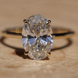 2.50 Ct Oval Cut Lab Grown Diamond Solitaire Hidden Halo Engagement Ring/ 14K Solid Yellow Gold Ring/Wedding Anniversary Ring/Proposal Ring