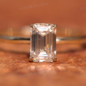 2.00 Carat Emerald Cut Lab Grown Diamond Solitaire Engagement Ring/Emerald Lab Diamond Wedding Ring/Solitaire Ring/14K Gold Prong Set Ring