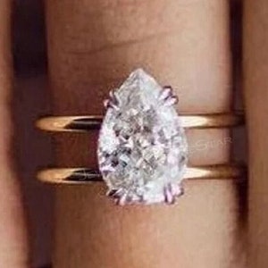 2.00 CT Pear Cut Lab Grown Diamond Engagement Ring-Anniversary Gift-Proposal Ring-14K Solid Gold Diamond Ring-Gold Jewelry For Women