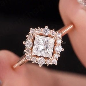 1.75 CT Princess Cut Lab Grown Diamond Engagement Ring: 14K Yellow Gold Solitaire