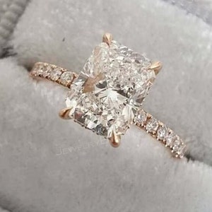 3.20CT Radiant Cut Lab Grown Diamond Ring-Engagement Ring-18K Gold Ring-Wedding Ring-Hidden Halo Ring-Promise Ring For Her-Proposal Ring