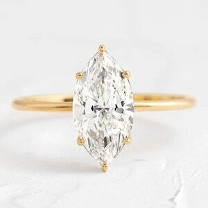 2.00 CT Marquise Lab Grown Diamond Solitaire Ring - 14K Yellow Gold