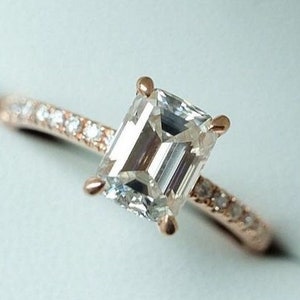 2.0 Ct Emerald Cut IGI Certified Lab Grown Diamond Solitaire Ring, 10K Solid Gold Lab Created Diamond Engagement Ring, Proposal Ring