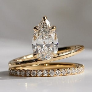 2.50 CT Pear Cut Lab Grown Diamond Engagement Ring-Anniversary Gift-Proposal Ring-14K Solid Gold Diamond Ring-Unique Wedding Ring For Women