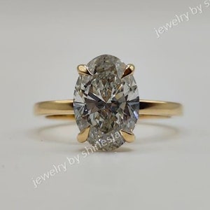 Elongated IGI Certified 4.00 CT Oval Cut Lab Grown Diamond 14k Yellow Gold Engagement Ring For Women-Anniversary Gift For Her-Proposal Ring