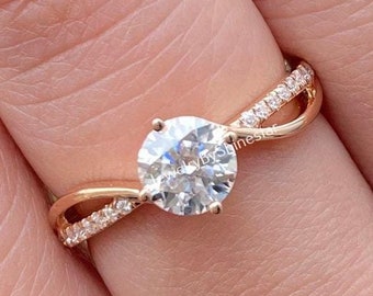 Lab Created 1 Carat CVD Diamond Solitaire Ring, 14K Yellow Gold Engagement Ring