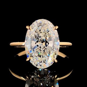 3.80 CT Oval Lab Grown Diamond 18K Yellow Gold Solitaire Engagement Ring