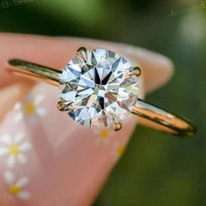 2.00 CT Round Lab Grown Diamond Engagement Ring: 14K Yellow Gold
