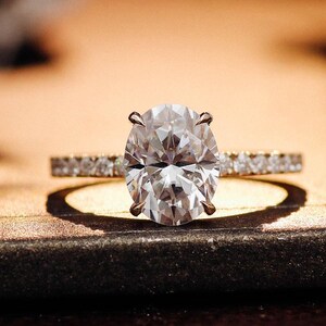 3.00 CT Oval Cut Lab Grown Diamond 14K Solid Yellow Gold Hidden Halo Pave Set Engagement Ring For Women-Anniversary Gift-10K 18K Gold Rings