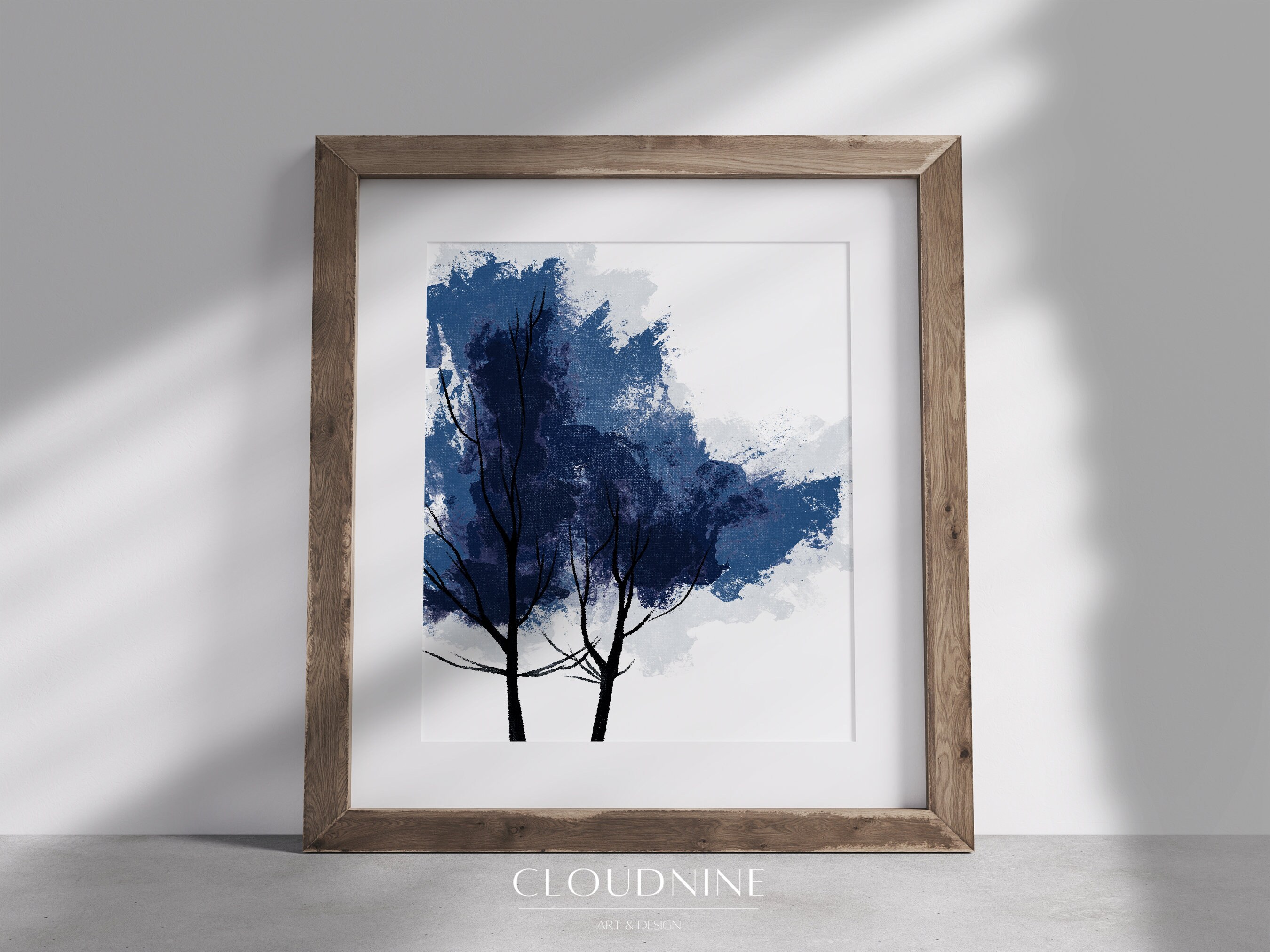 Navy Blue Abstract Tree Printable Wall Art, Abstract Tree Design,navy ...