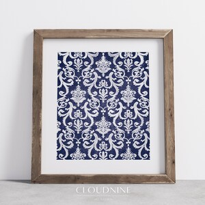 Vintage Tapestry Design, Floral Vintage Decor, Digital Download, Instant Print, Blue Tapestry Art, Printable Vintage Floral Print, AW02