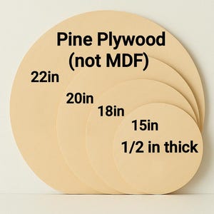 Round Pine Plywood Blanks 15–22 in, 1/2” Thick Wood Circles, Not MDF, Rustic Sign Base for DIY Crafts, Wreaths, Door Hangers 0.5 in