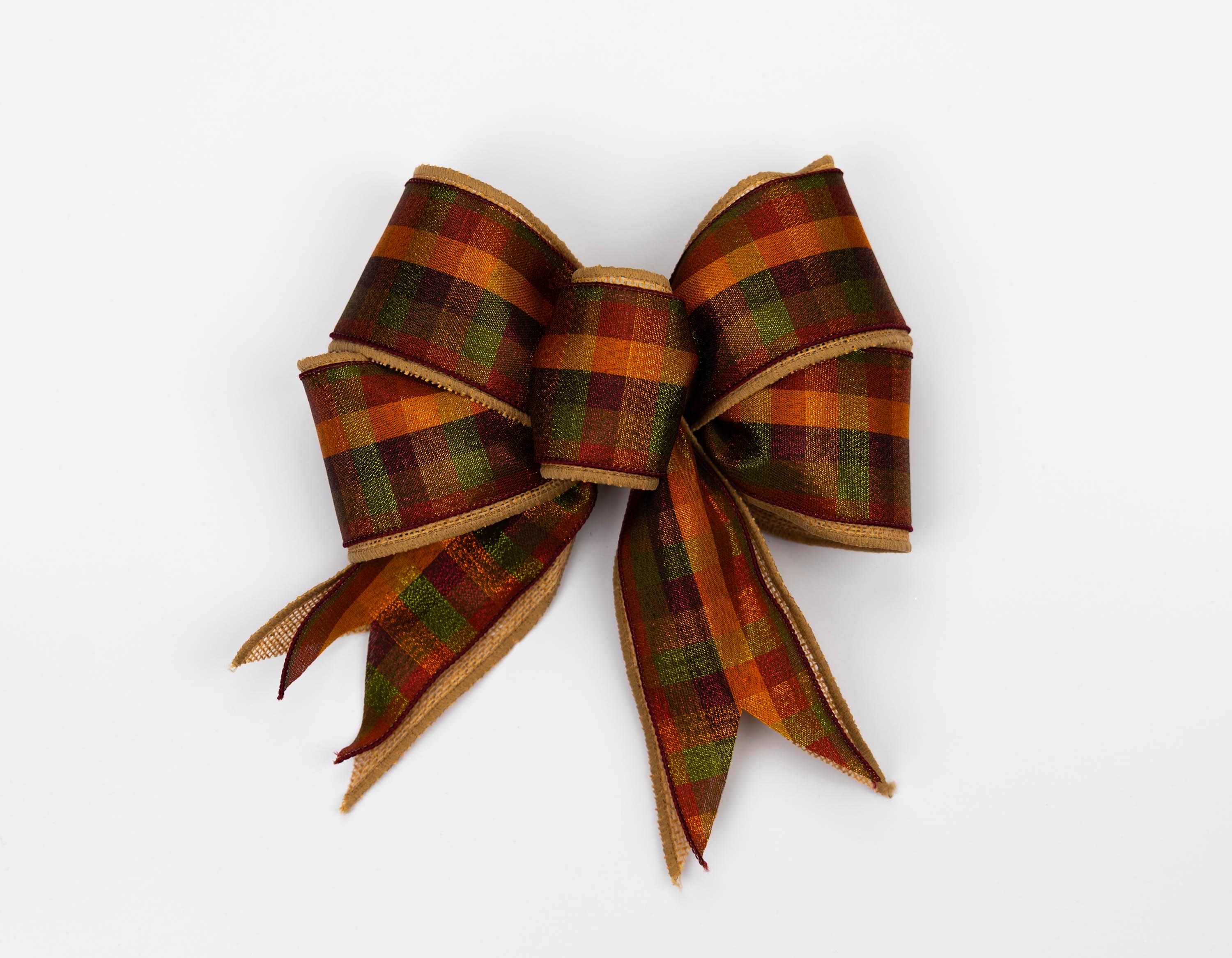 Rustic Fall Bow Fall Plaid Wreath Bow | Autumn Door Bow for Thanksgiving Decor | Rustic ...