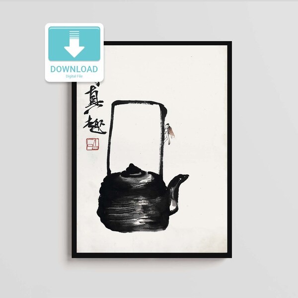 Digitaler Download, Qi Baishi, Tee Freizeit, chinesische Kunst, druckbares Poster, herunterladbare Kunstdruck, Zen