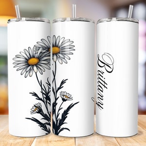 Personalized Daisy Tumbler Elegance with Customization Options great gift for birthday Mother's day for office or on the go