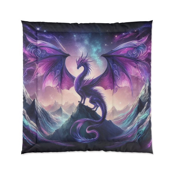Comforter Majestic Purple Dragon Mythical Elegance Fantasy for King, Queen, and Full Beds Gift for housewarming gift for birthday for friend
