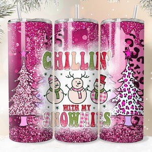 Snowman Christmas Tumbler &quot;Chillin with my Snowmies&quot; great for Christmas birthday house warming gift great for Christmas parties funny