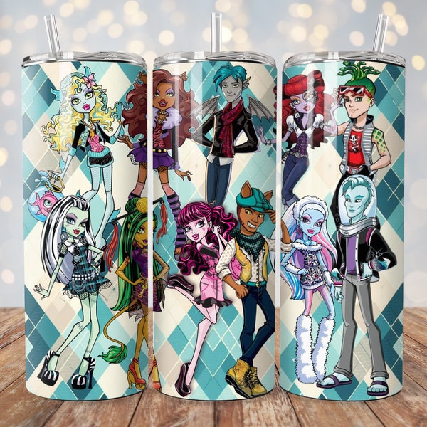 Monster cartoon 20 ounce Insulated Tumbler for Girls Birthday gift for granddaughter daughter sister niece  9 options