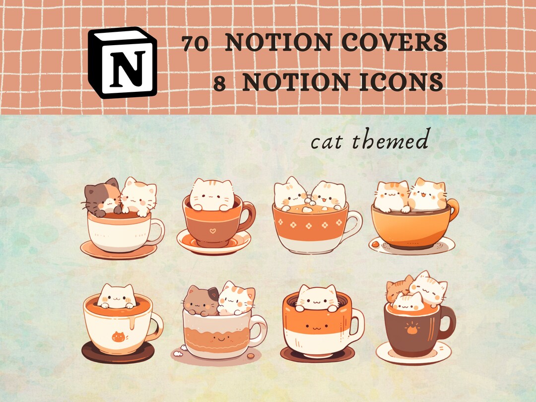 Notion Icons and Notion Covers for Notion Templates | Cat Themed Icons ...