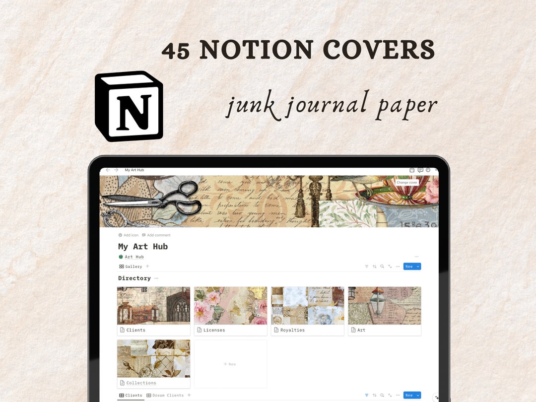 Junk Journal Themed Notion Covers for Notion Templates | Notion Covers for Notion Junk Journal ...