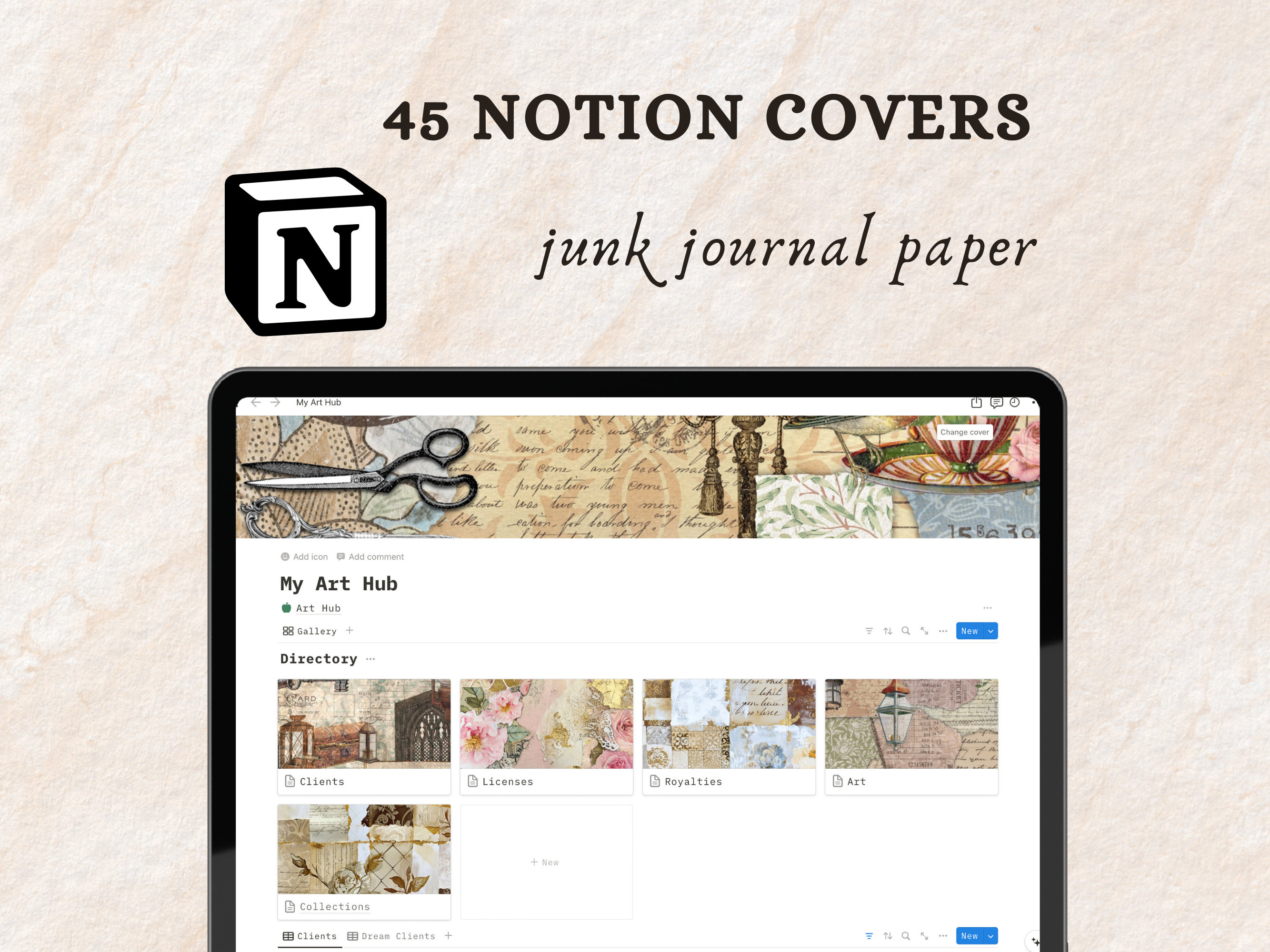 Junk Journal Themed Notion Covers for Notion Templates | Notion Covers for Notion Junk Journal ...