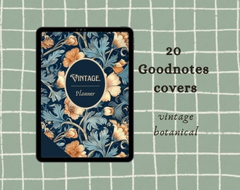 Vintage botanical texture Goodnotes notebook covers｜Vertical covers｜Digital planner covers｜Digital notebook covers