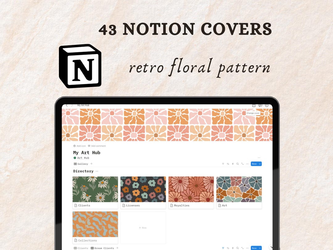 Notion Ui Patterns Retro Floral Pattern Notion Covers for Notion Creative Planner and ...