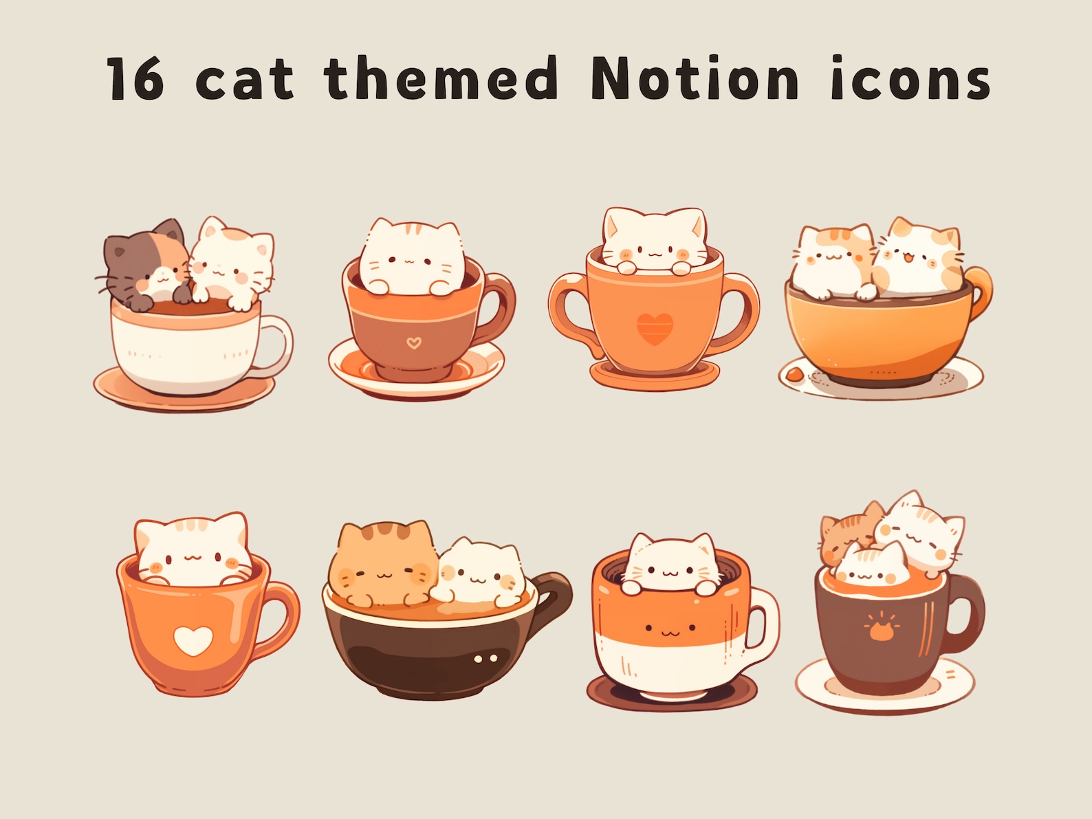Cat Themed Notion Icons | 78 Notion Covers Pack｜aesthetic Notion｜cat ...
