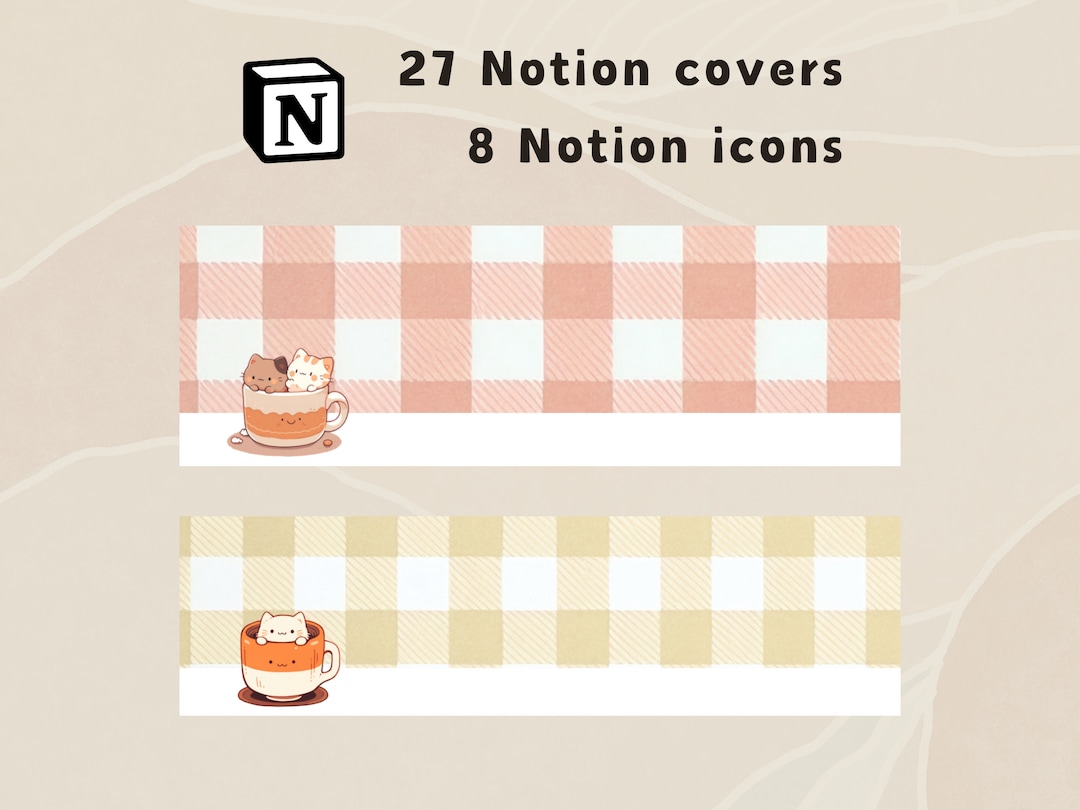 Notion Icons and Notion Covers for Notion Templates Cat - Etsy